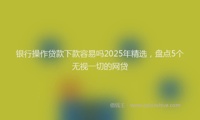银行操作贷款下款容易吗2025年精选，盘点5个无视一切的网贷