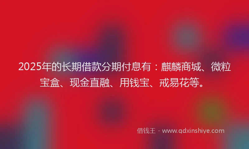2025年的长期借款分期付息有：麒麟商城、微粒宝盒、现金直融、用钱宝、戒易花等。