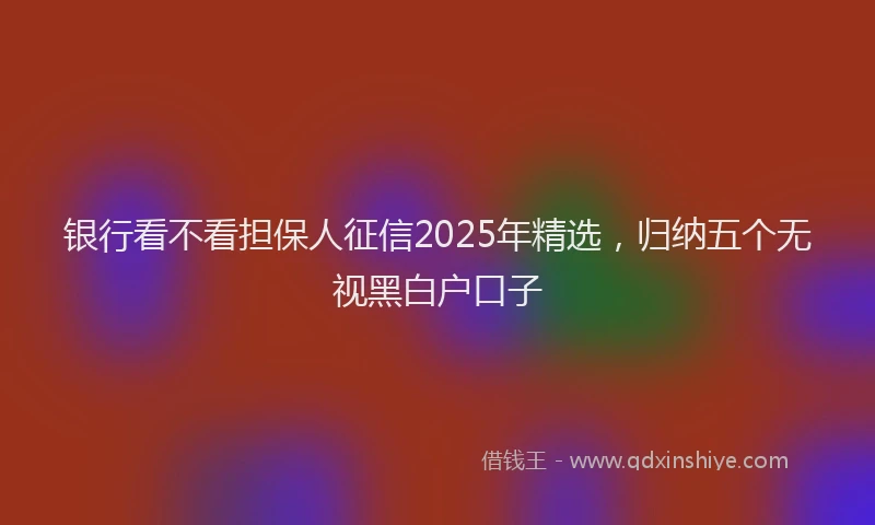 银行看不看担保人征信2025年精选，归纳五个无视黑白户口子