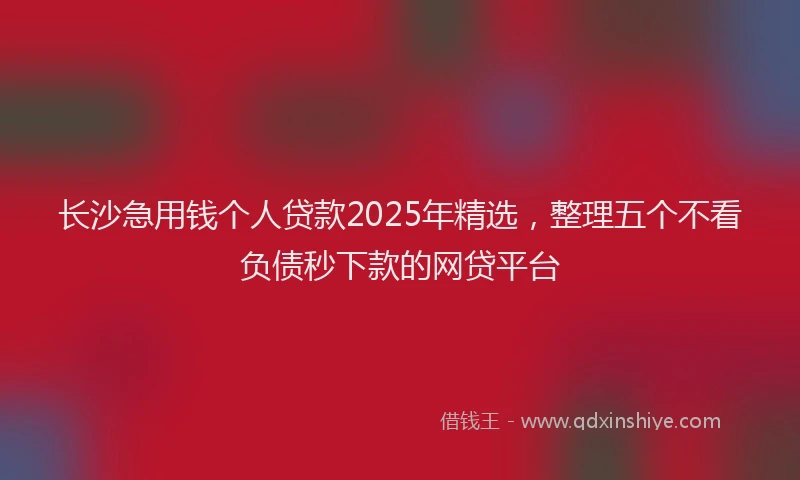 长沙急用钱个人贷款2025年精选，整理五个不看负债秒下款的网贷平台