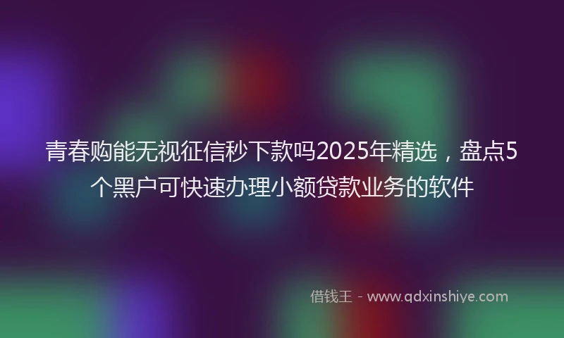 青春购能无视征信秒下款吗2025年精选，盘点5个黑户可快速办理小额贷款业务的软件