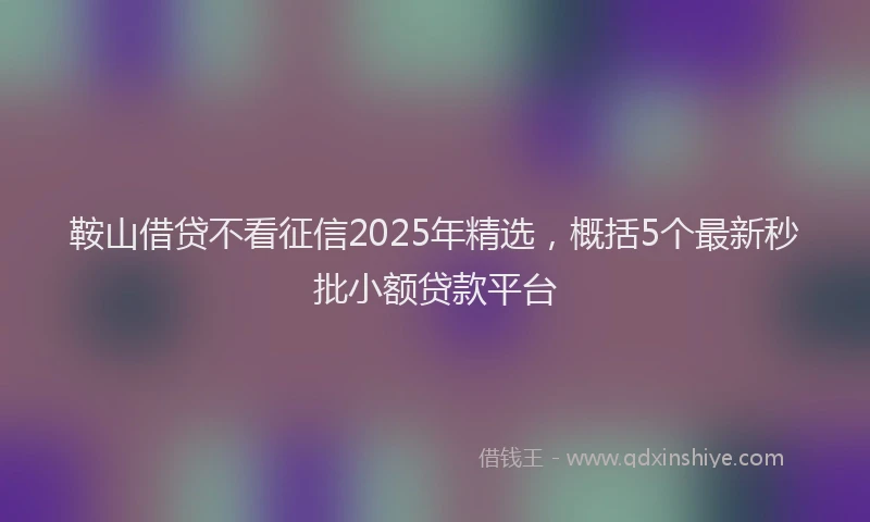 鞍山借贷不看征信2025年精选，概括5个最新秒批小额贷款平台