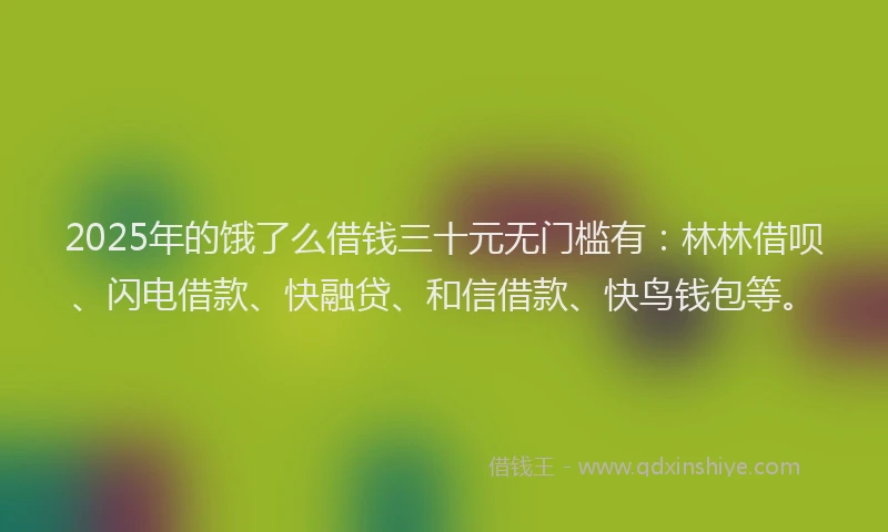 2025年的饿了么借钱三十元无门槛有：林林借呗、闪电借款、快融贷、和信借款、快鸟钱包等。