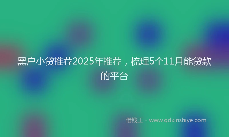 黑户小贷推荐2025年推荐，梳理5个11月能贷款的平台