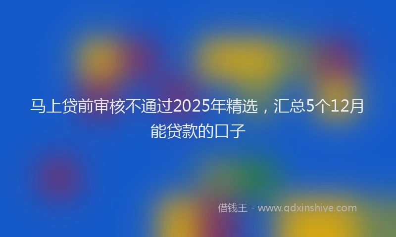 马上贷前审核不通过2025年精选，汇总5个12月能贷款的口子