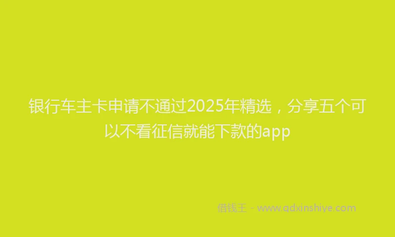 银行车主卡申请不通过2025年精选，分享五个可以不看征信就能下款的app