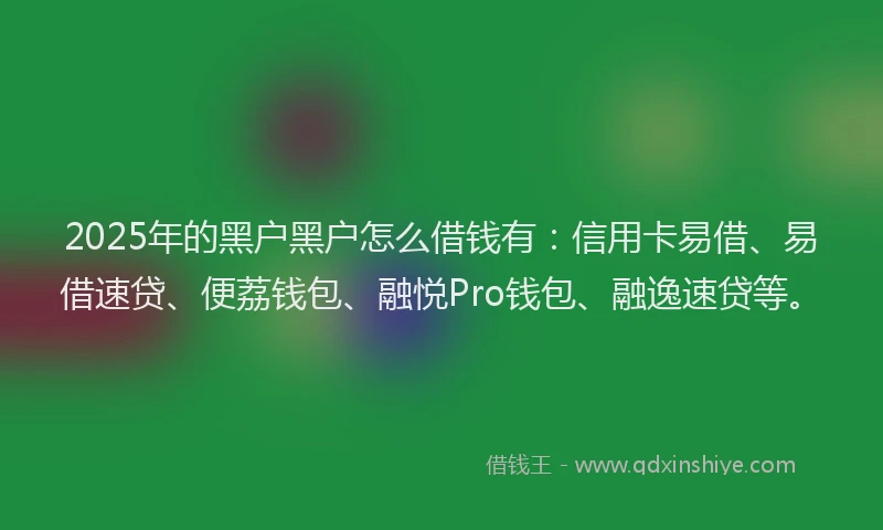 2025年的黑户黑户怎么借钱有：信用卡易借、易借速贷、便荔钱包、融悦Pro钱包、融逸速贷等。