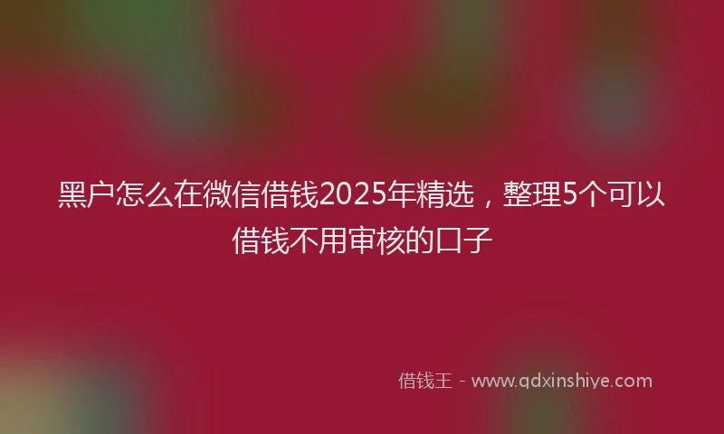 黑户怎么在微信借钱2025年精选，整理5个可以借钱不用审核的口子