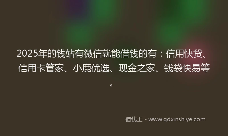 2025年的钱站有微信就能借钱的有：信用快贷、信用卡管家、小鹿优选、现金之家、钱袋快易等。
