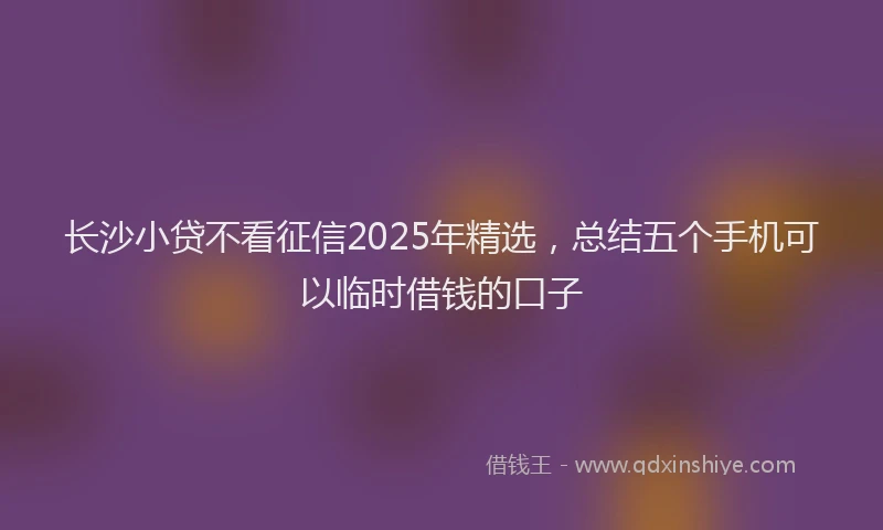 长沙小贷不看征信2025年精选，总结五个手机可以临时借钱的口子