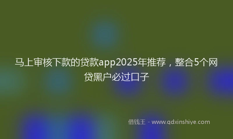 马上审核下款的贷款app2025年推荐，整合5个网贷黑户必过口子