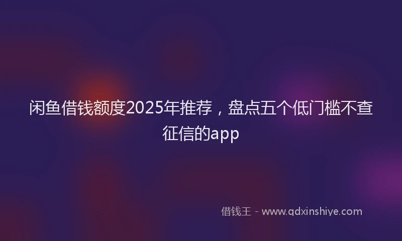 闲鱼借钱额度2025年推荐，盘点五个低门槛不查征信的app