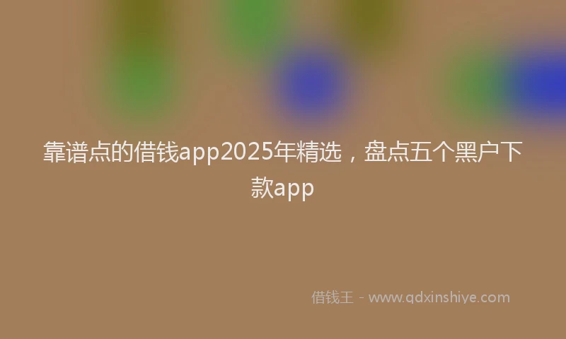 靠谱点的借钱app2025年精选，盘点五个黑户下款app