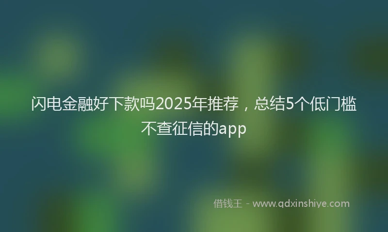 闪电金融好下款吗2025年推荐，总结5个低门槛不查征信的app