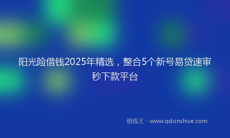阳光险借钱2025年精选，整合5个新号易贷速审秒下款平台