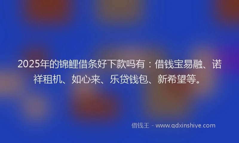 2025年的锦鲤借条好下款吗有：借钱宝易融、诺祥租机、如心来、乐贷钱包、新希望等。