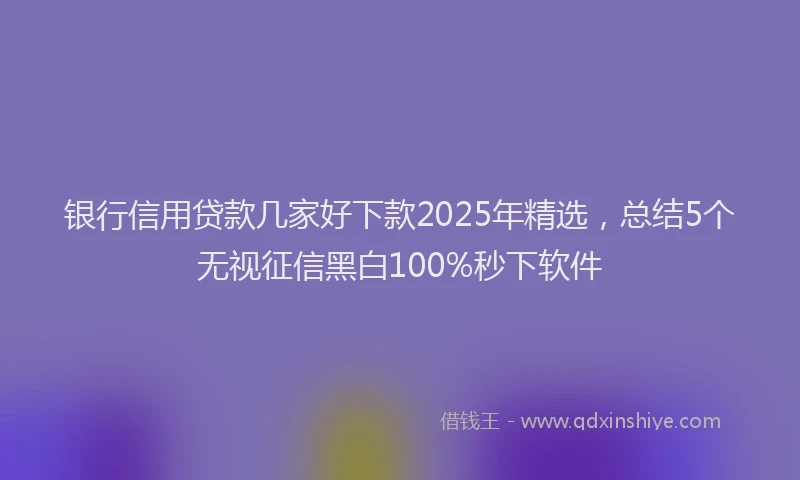 银行信用贷款几家好下款2025年精选，总结5个无视征信黑白100%秒下软件