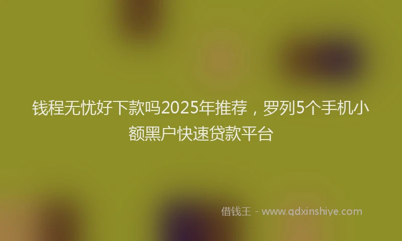 钱程无忧好下款吗2025年推荐，罗列5个手机小额黑户快速贷款平台