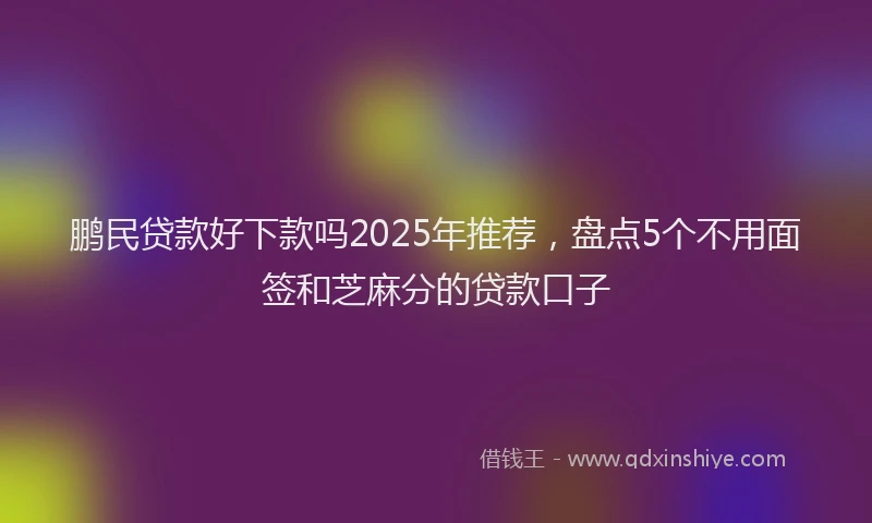 鹏民贷款好下款吗2025年推荐，盘点5个不用面签和芝麻分的贷款口子