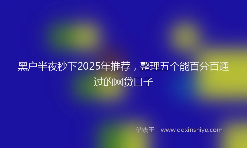 黑户半夜秒下2025年推荐，整理五个能百分百通过的网贷口子