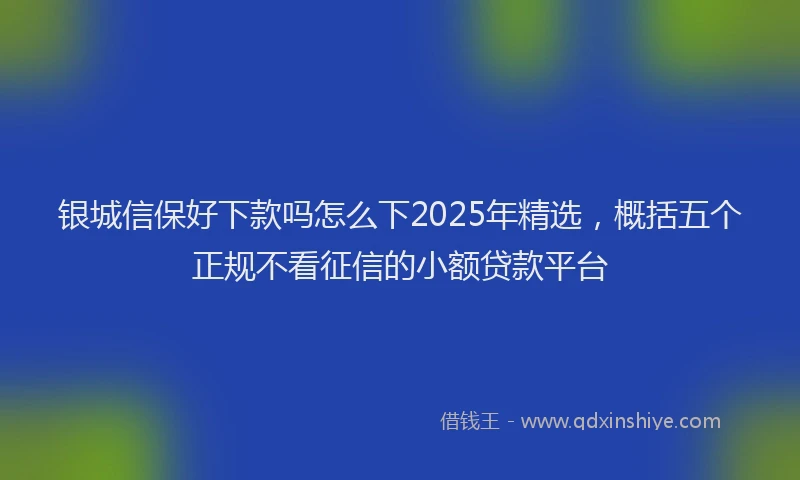 银城信保好下款吗怎么下2025年精选，概括五个正规不看征信的小额贷款平台