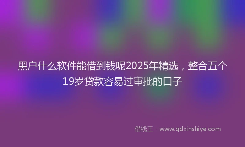 黑户什么软件能借到钱呢2025年精选，整合五个19岁贷款容易过审批的口子