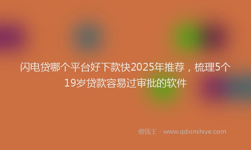 闪电贷哪个平台好下款快2025年推荐，梳理5个19岁贷款容易过审批的软件