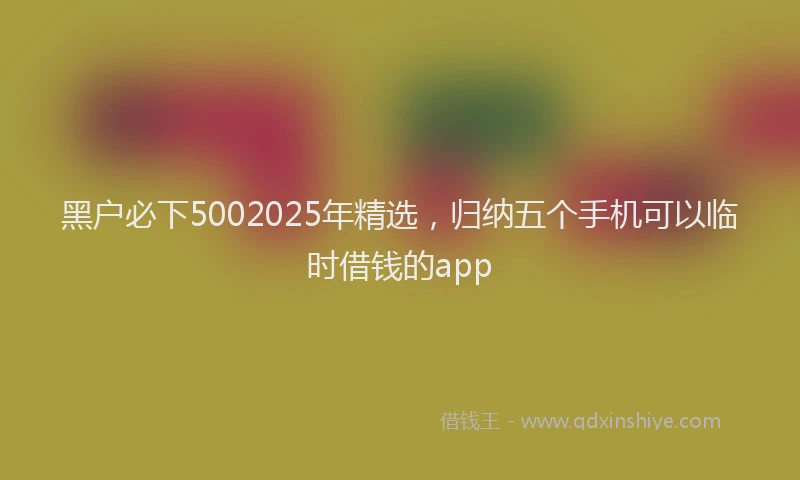 黑户必下5002025年精选，归纳五个手机可以临时借钱的app