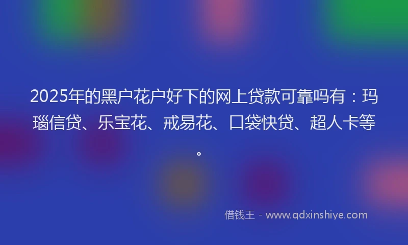 2025年的黑户花户好下的网上贷款可靠吗有：玛瑙信贷、乐宝花、戒易花、口袋快贷、超人卡等。