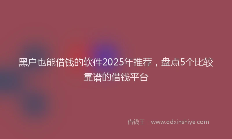 黑户也能借钱的软件2025年推荐，盘点5个比较靠谱的借钱平台