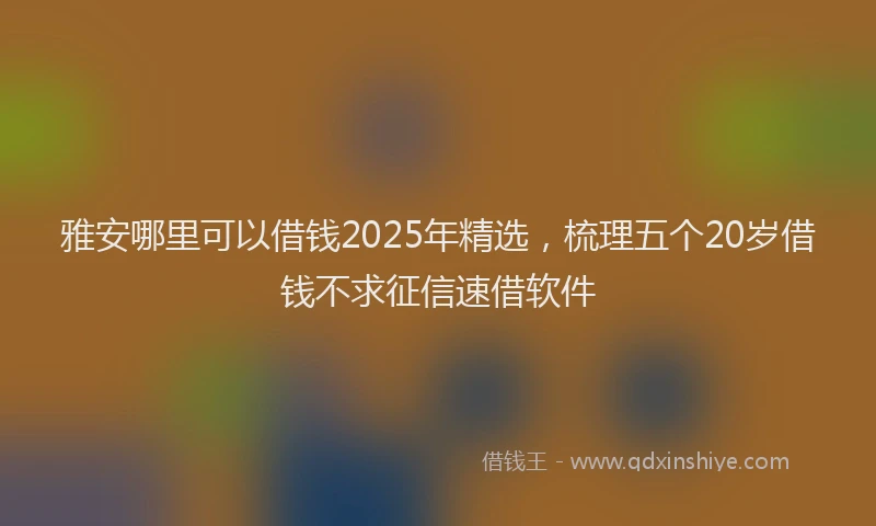 雅安哪里可以借钱2025年精选，梳理五个20岁借钱不求征信速借软件