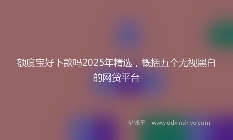额度宝好下款吗2025年精选，概括五个无视黑白的网贷平台