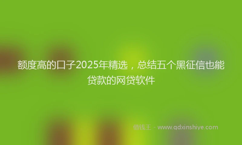 额度高的口子2025年精选，总结五个黑征信也能贷款的网贷软件