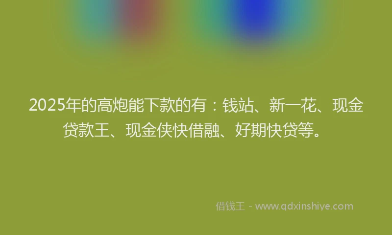 2025年的高炮能下款的有：钱站、新一花、现金贷款王、现金侠快借融、好期快贷等。
