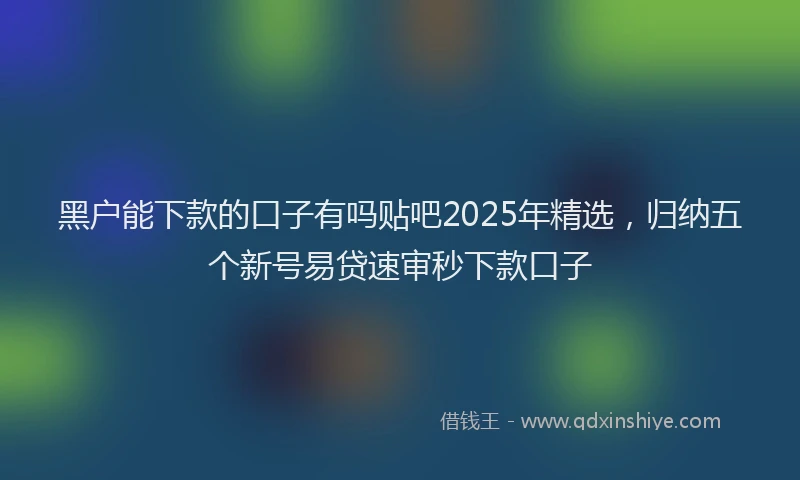 黑户能下款的口子有吗贴吧2025年精选，归纳五个新号易贷速审秒下款口子