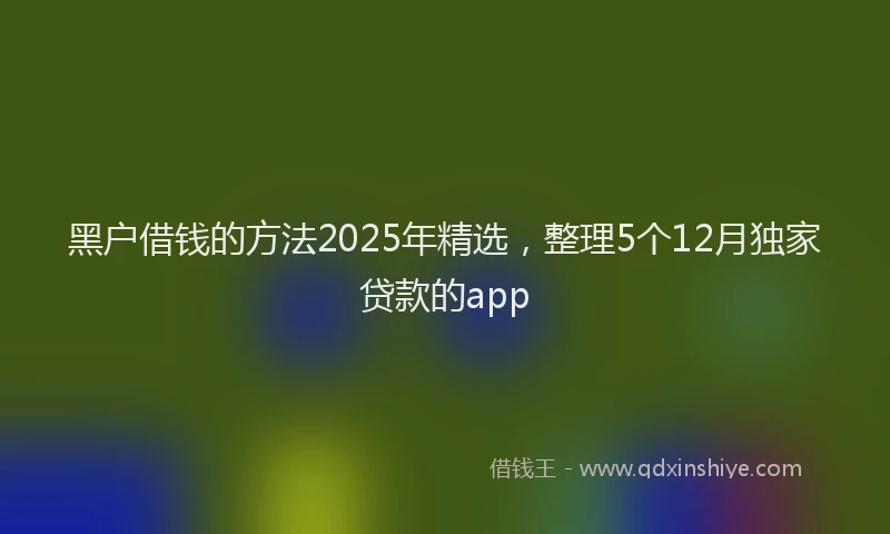 黑户借钱的方法2025年精选，整理5个12月独家贷款的app
