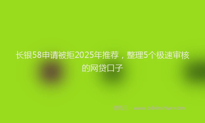 长银58申请被拒2025年推荐，整理5个极速审核的网贷口子