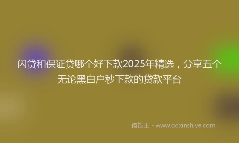 闪贷和保证贷哪个好下款2025年精选，分享五个无论黑白户秒下款的贷款平台