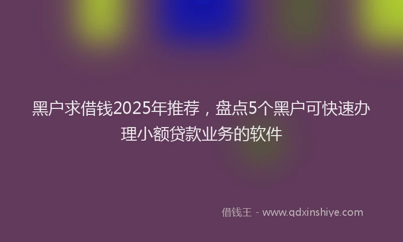 黑户求借钱2025年推荐，盘点5个黑户可快速办理小额贷款业务的软件