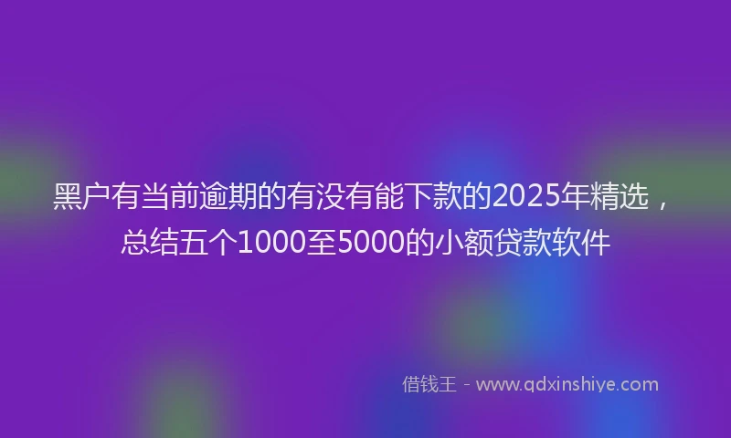 黑户有当前逾期的有没有能下款的2025年精选，总结五个1000至5000的小额贷款软件