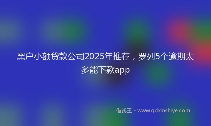 黑户小额贷款公司2025年推荐，罗列5个逾期太多能下款app