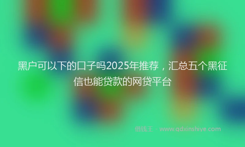 黑户可以下的口子吗2025年推荐，汇总五个黑征信也能贷款的网贷平台