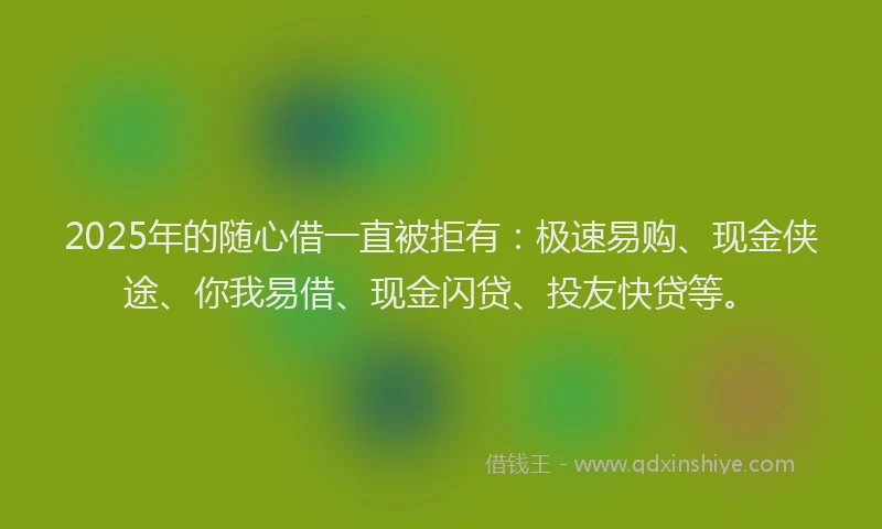2025年的随心借一直被拒有：极速易购、现金侠途、你我易借、现金闪贷、投友快贷等。