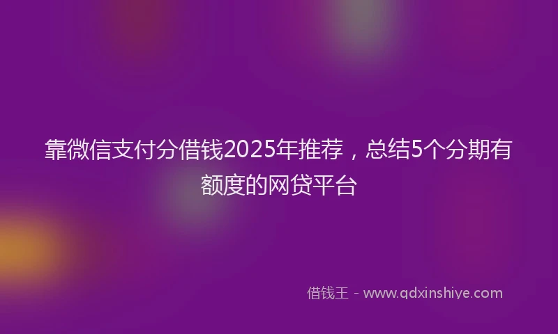 靠微信支付分借钱2025年推荐，总结5个分期有额度的网贷平台