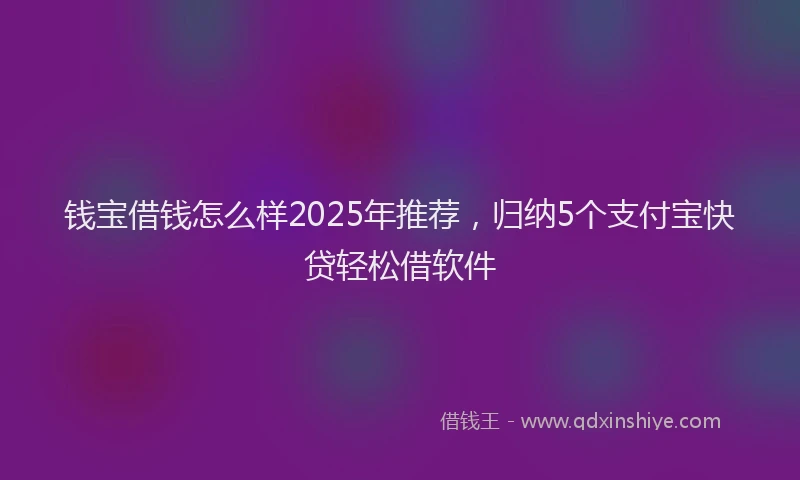 钱宝借钱怎么样2025年推荐，归纳5个支付宝快贷轻松借软件