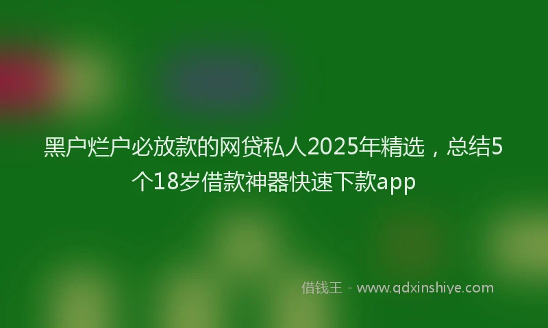 黑户烂户必放款的网贷私人2025年精选，总结5个18岁借款神器快速下款app