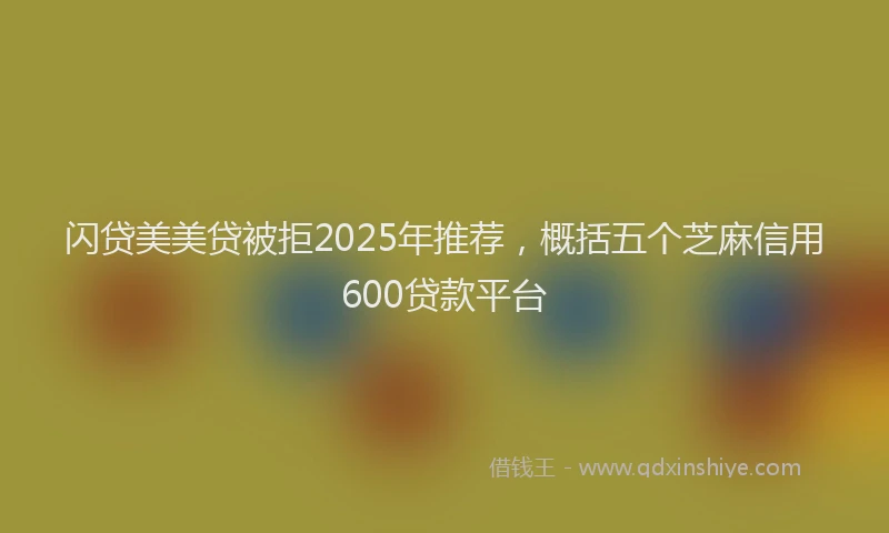 闪贷美美贷被拒2025年推荐，概括五个芝麻信用600贷款平台