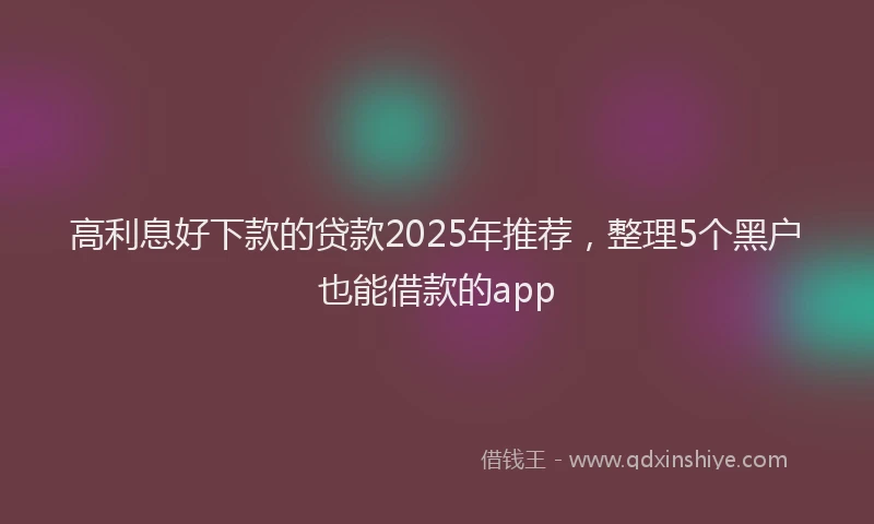 高利息好下款的贷款2025年推荐，整理5个黑户也能借款的app