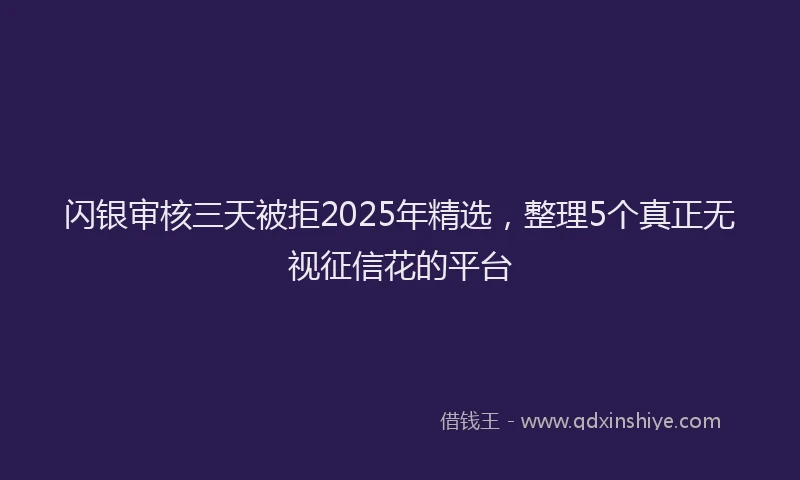 闪银审核三天被拒2025年精选，整理5个真正无视征信花的平台