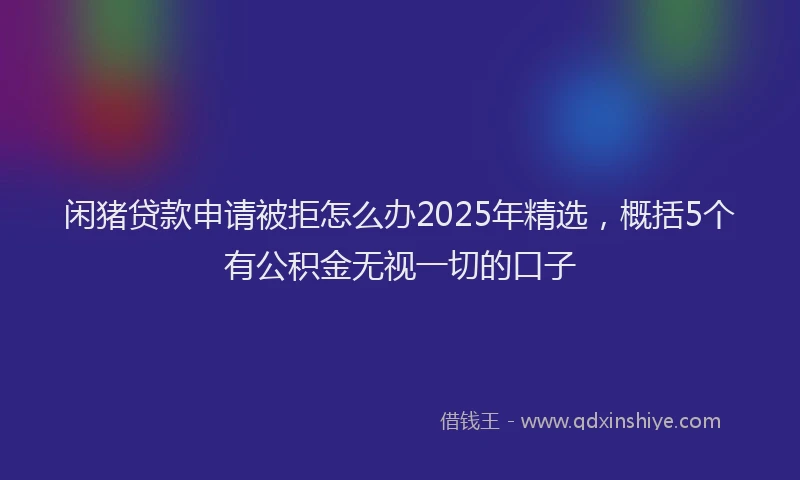 闲猪贷款申请被拒怎么办2025年精选，概括5个有公积金无视一切的口子